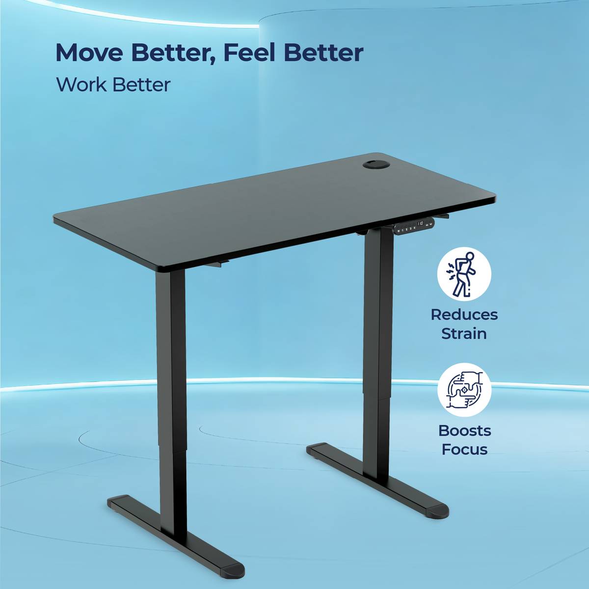 The Sleep Company AeroPlus Electrical Adjustable Desk 1600x700x700 | Sit-Stand Ergonomic Table | Engineered Wood Office Table — photo 3