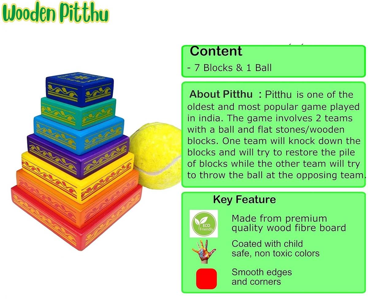 Handcrafted Indian Seven Stone Game | Lagori | Pitthu|Indian Stacking Game — photo 2