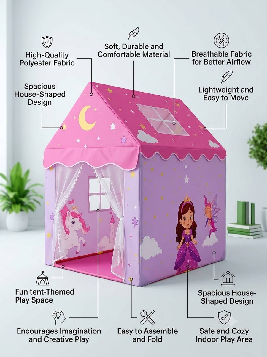 Pink Princess Theme Foldable Play Tent for Kids — photo 5