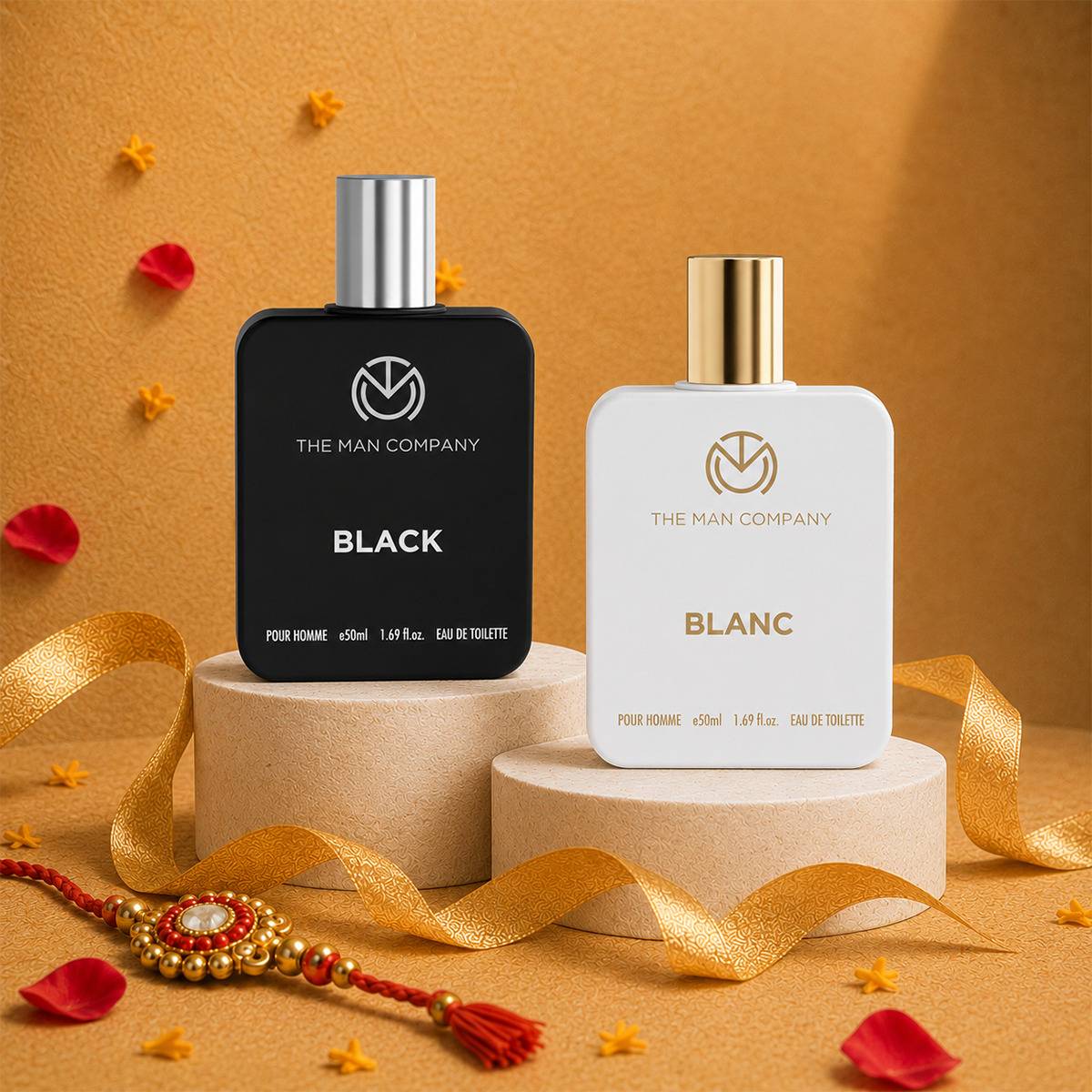 THE MAN COMPANY Blanc EDT (50ml) & Black EDT (50ml) Long Lasting Perfume Gift Set Eau de Toilette - 100 ml