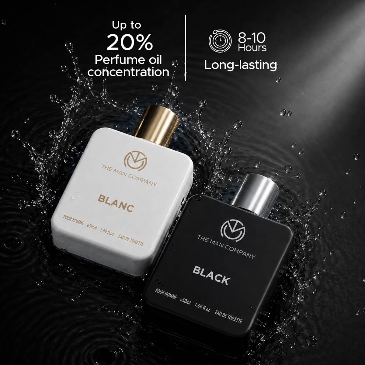 THE MAN COMPANY Blanc EDT (50ml) & Black EDT (50ml) Long Lasting Perfume Gift Set Eau de Toilette  -  100 ml — photo 3