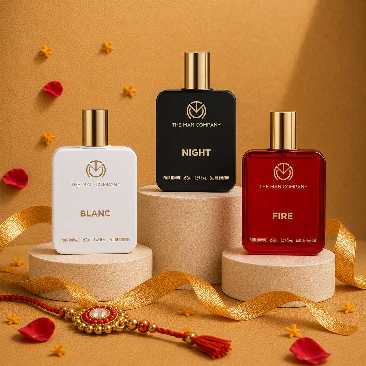 THE MAN COMPANY Fire, Night and Blanc Perfume Combo 3 x 50ml | Long-Lasting Fragrance Perfume  -  150 ml