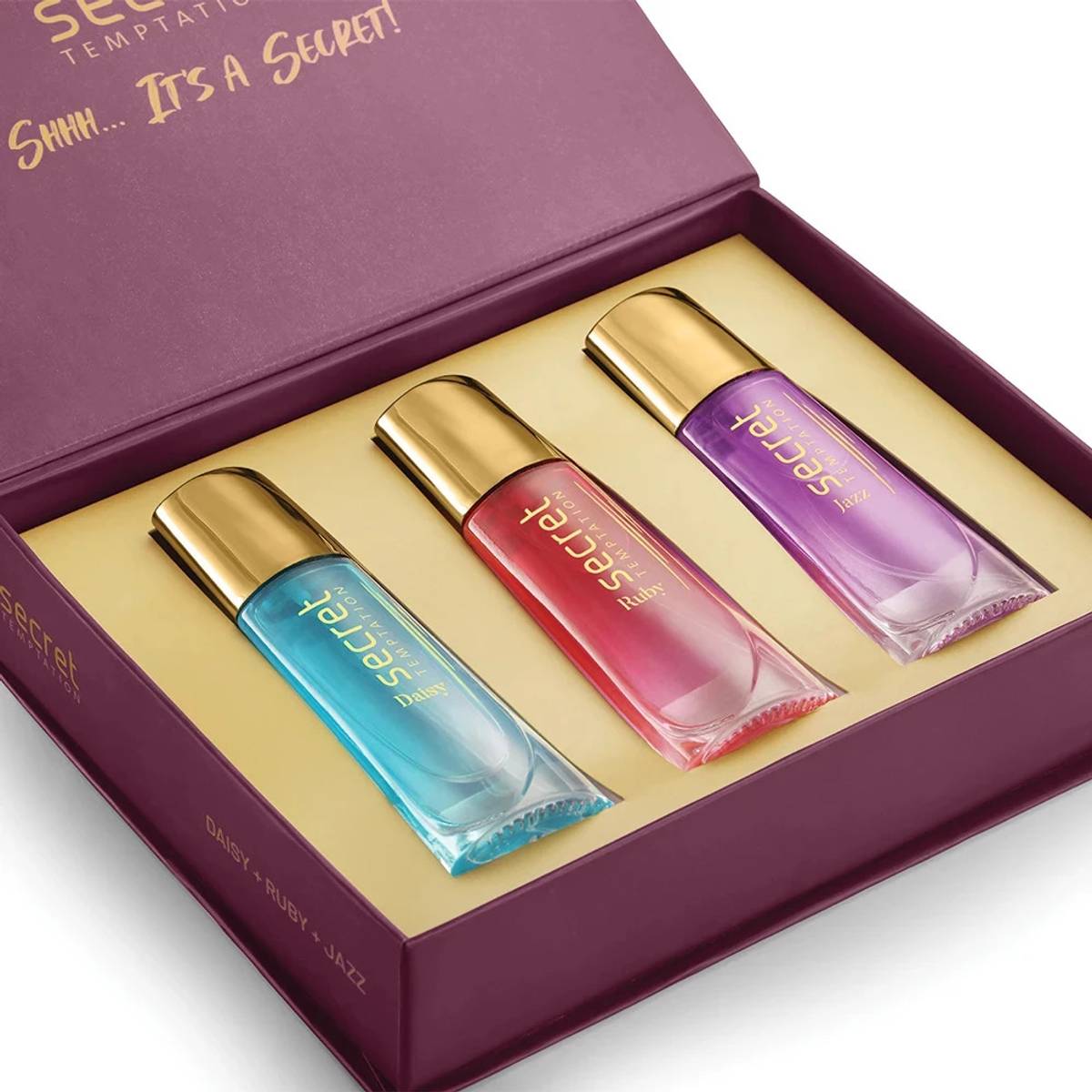 Secret Temptation Fragrance Gift Set With Ruby, Daisy, & Jazz (30ml each) Long Lasting Eau de Parfum - 90 ml