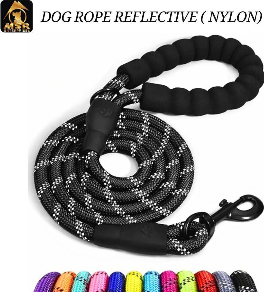 MSR ENTERPRISES StrongGrip Nylon Dog Leash – Medium (Black) Dog Leash