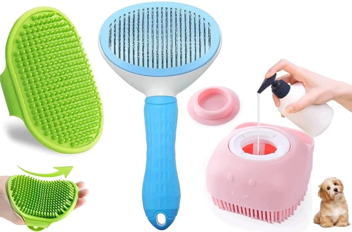 TrendKart Dog Grooming Kit - Pet Grooming Kit - Dog Combo Set - Dog Brush Combo - Dog Kit Slicker Brushes for Dog & Cat
