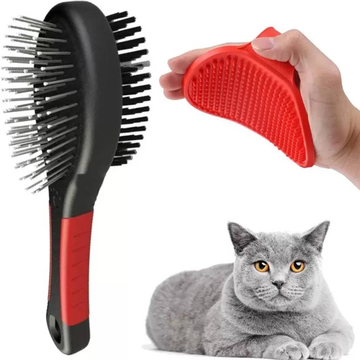 Breedo Dog Grooming Kit ( Combo of 2 ) Pet Hair Brush + Bath Gloves Basic Comb for Dog & Cat, Dog, Monkey, Rabbit, Hamster