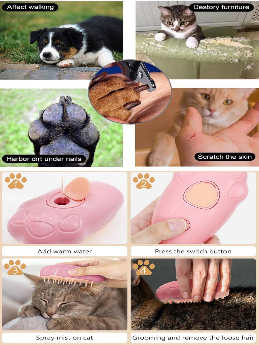 ORIDOR Pet Grooming Accessories Kit with Brush Clipper File and Hair Remover Pet Spa Kit — photo 2