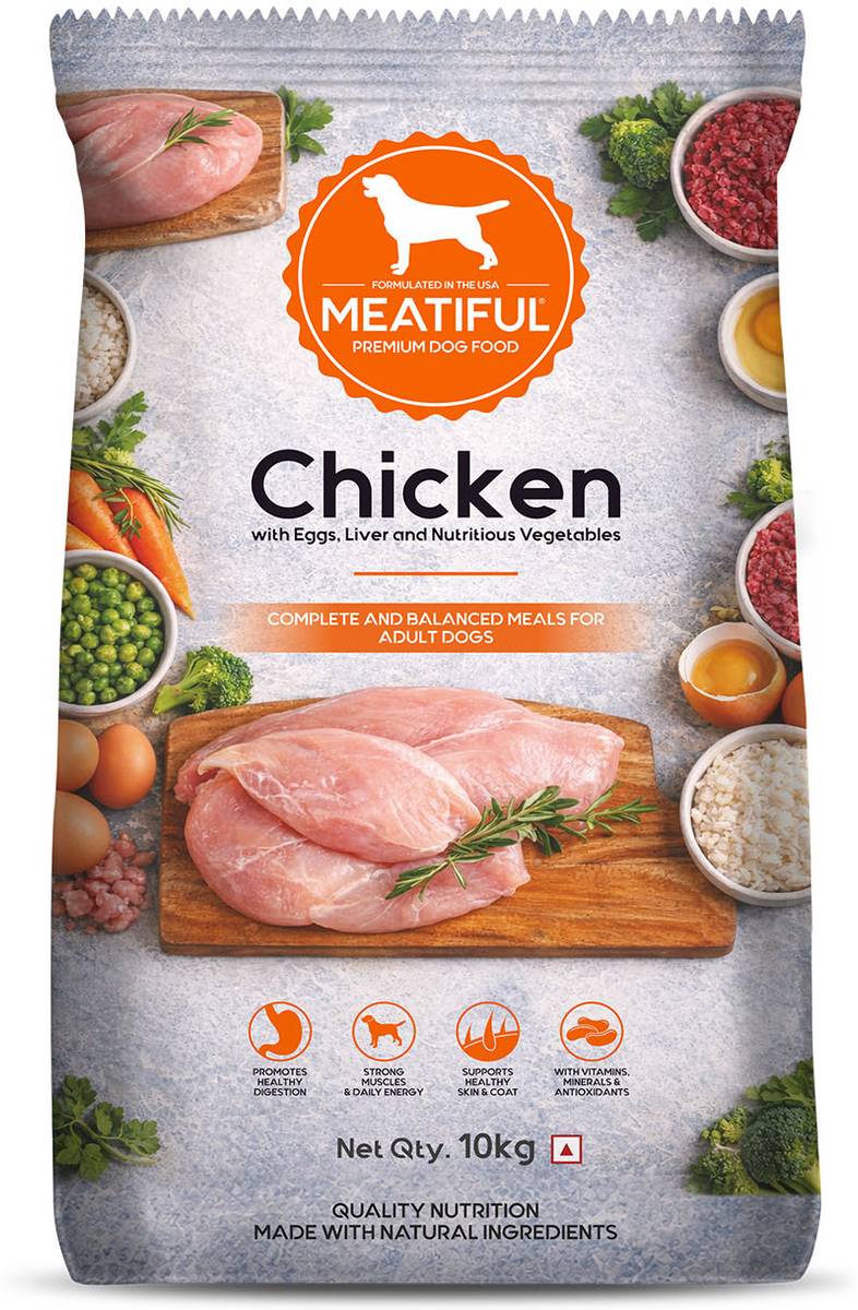 Meatiful Chicken with Eggs, Liver and Nutritious Vegetables Chicken 10 kg Dry Adult Dog Food