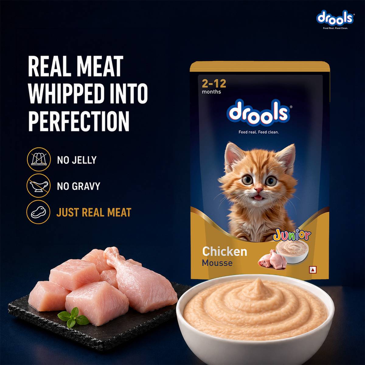 Drools Mousse For Young Cats Kitten Chicken 0.4 kg (5x0.08 kg) Wet Young Cat Food — photo 2