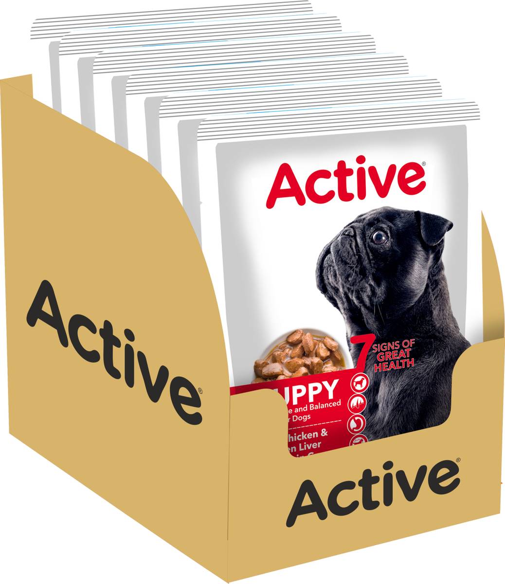 Active Gravy (16X 70g ) Chicken Liver Chunks and Real Chicken 1.12 kg (16x0.07 kg) Wet Young Dog Food — photo 3