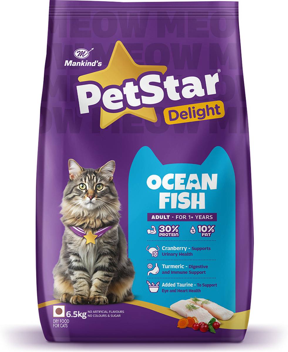 PetStar Adult Dry Cat Food, Ocean Fish Flavour - Heart, Urinary & Digestive Care Fish 6.5 kg Dry Adult Cat Food