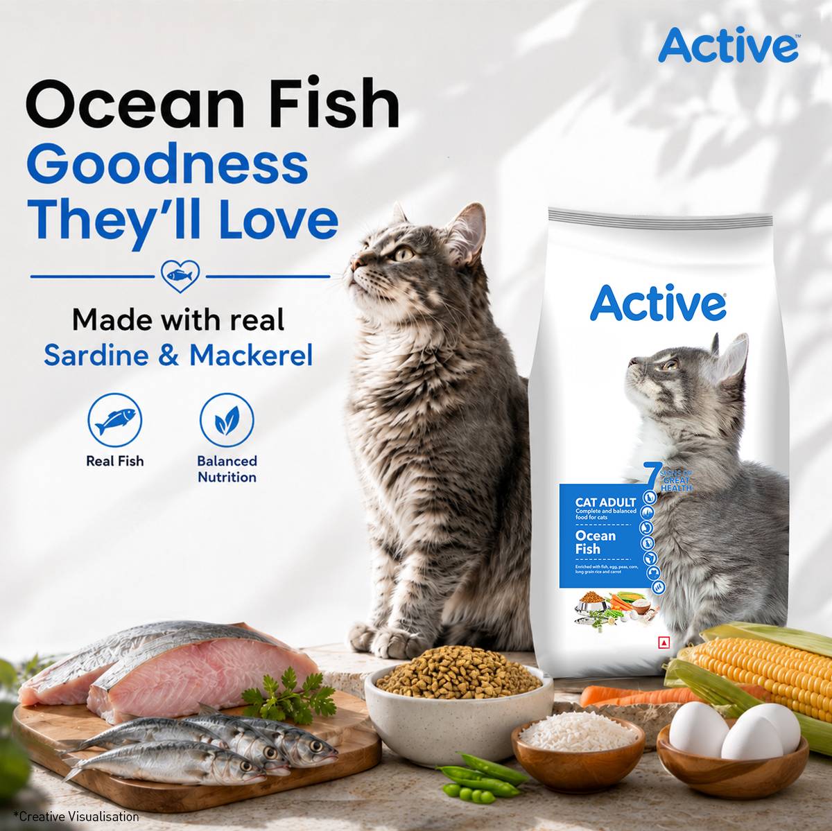 Active Buy 1 get 1 Ocean Fish 6 kg (2x3 kg) Dry Adult Cat Food — photo 2