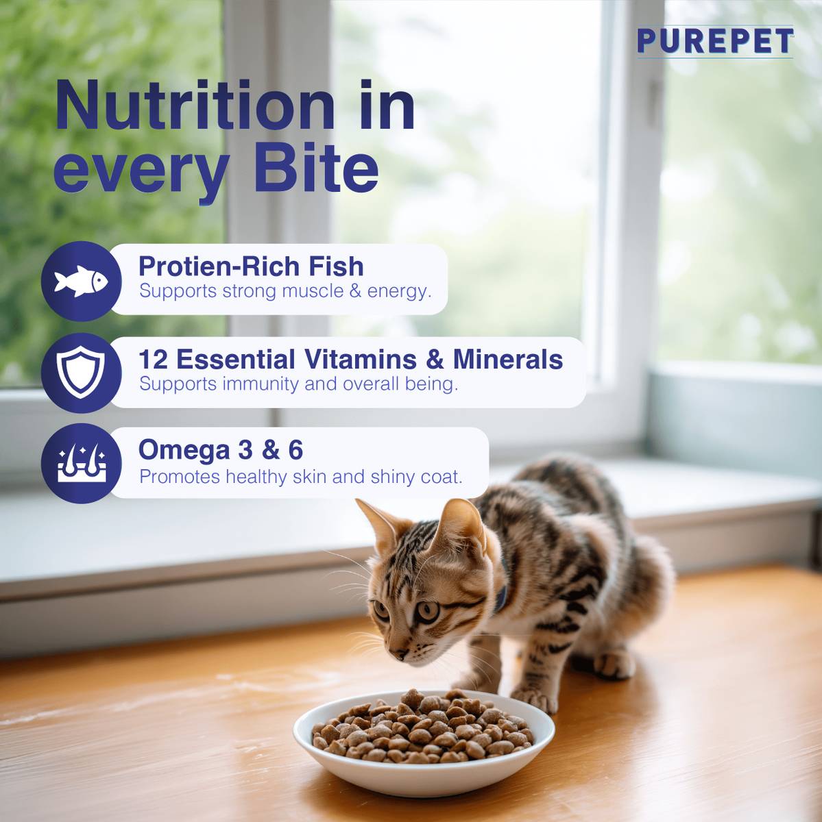 Purepet Ocean Fish 1 kg Dry Adult Cat Food — photo 2
