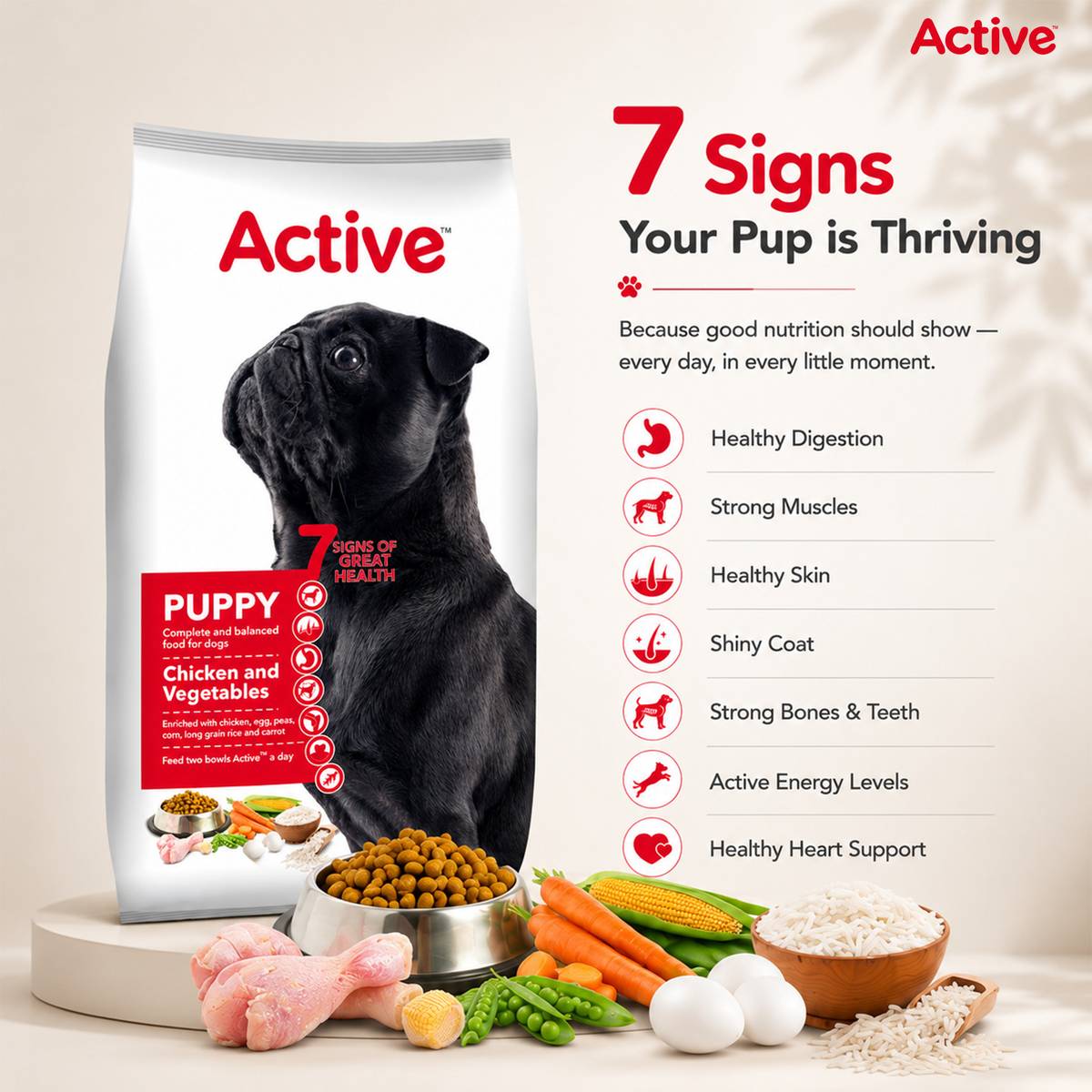 Active Buy 1 Get 1 (2x3 kg) Chicken & Vegetable 6 kg (2x3 kg) Dry Young Dog Food — photo 3