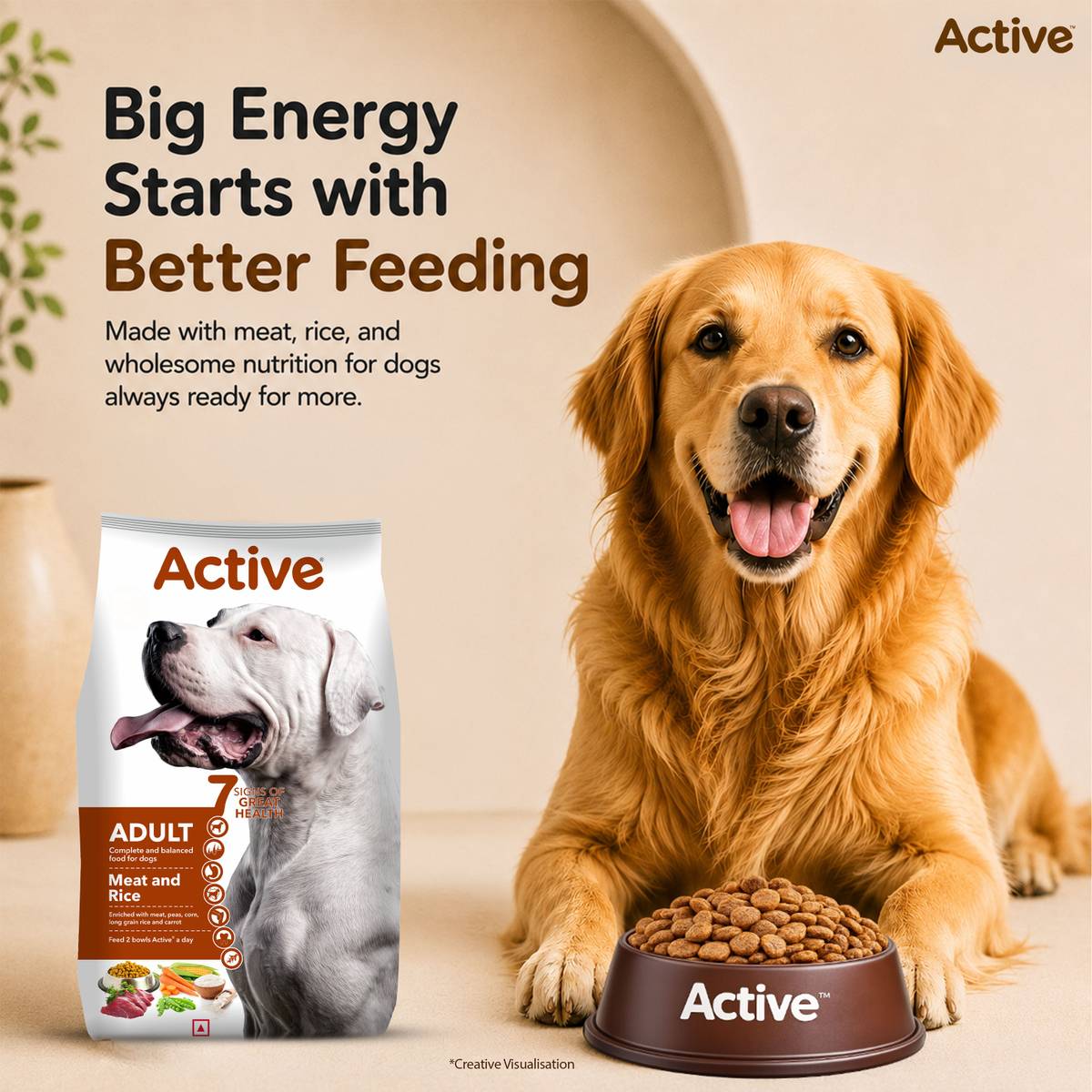 Active Buy 1 Get 1 Meat And Rice Adult Dog Food Rice 6 kg (2x3 kg) Dry — photo 2