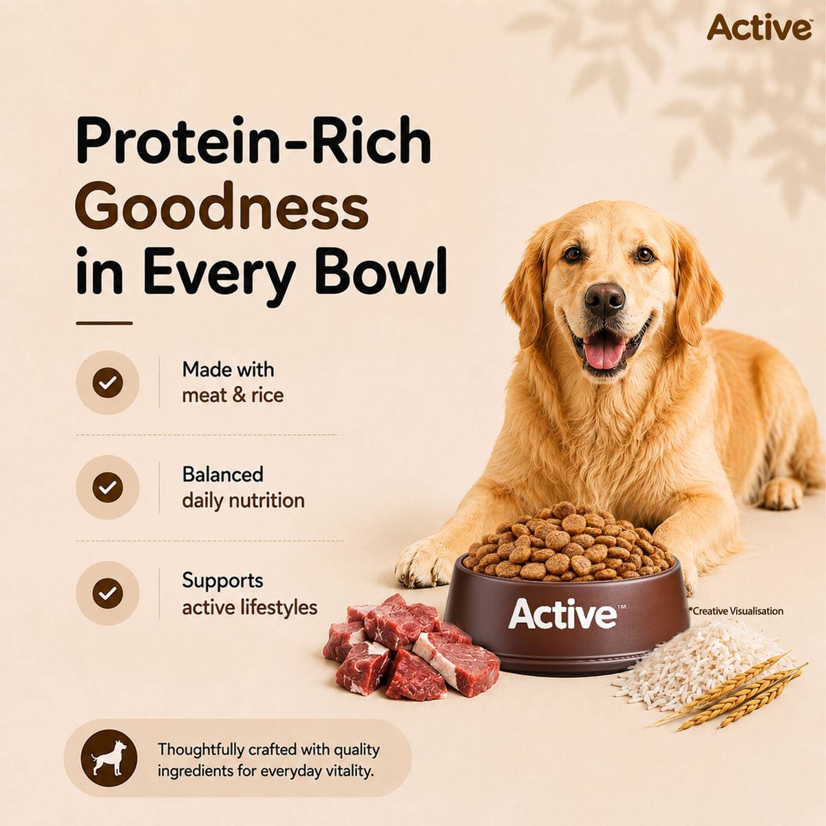 Active Buy 1 Get 1 Meat And Rice Adult Dog Food Rice 6 kg (2x3 kg) Dry — photo 4