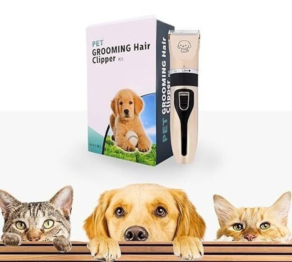 WOKO Dog & Cats Grooming Kit Clippers, Low Noise, Quiet, Rechargeable, Cordless Gold, Black Pet Hair Trimmer
