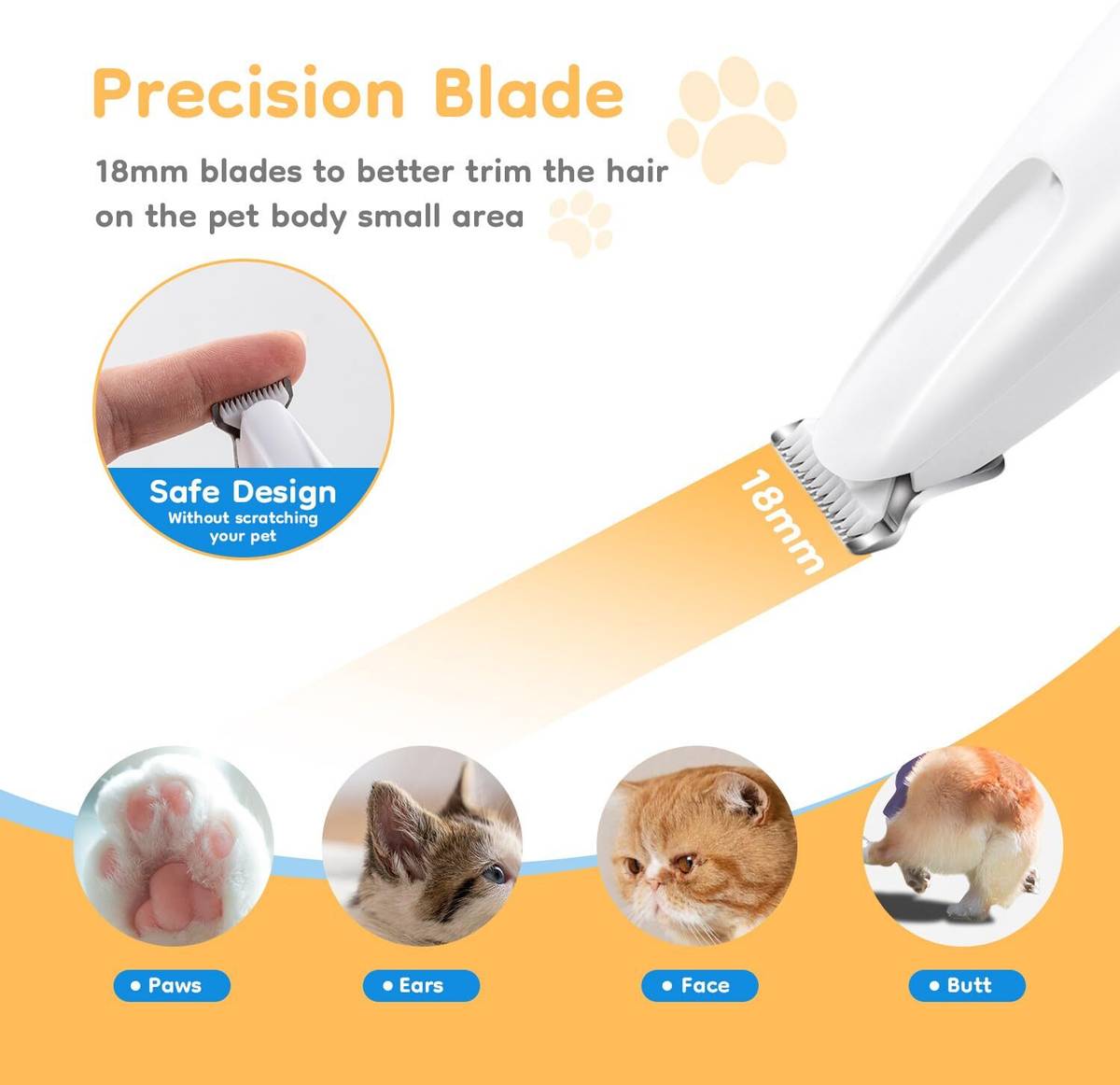 CRAZYABBS Pet Paw Trimmer Dog Clipper USB Rechargeable Low Noise Cat Dog Hair Grooming Kit White Pet Hair Trimmer — photo 4