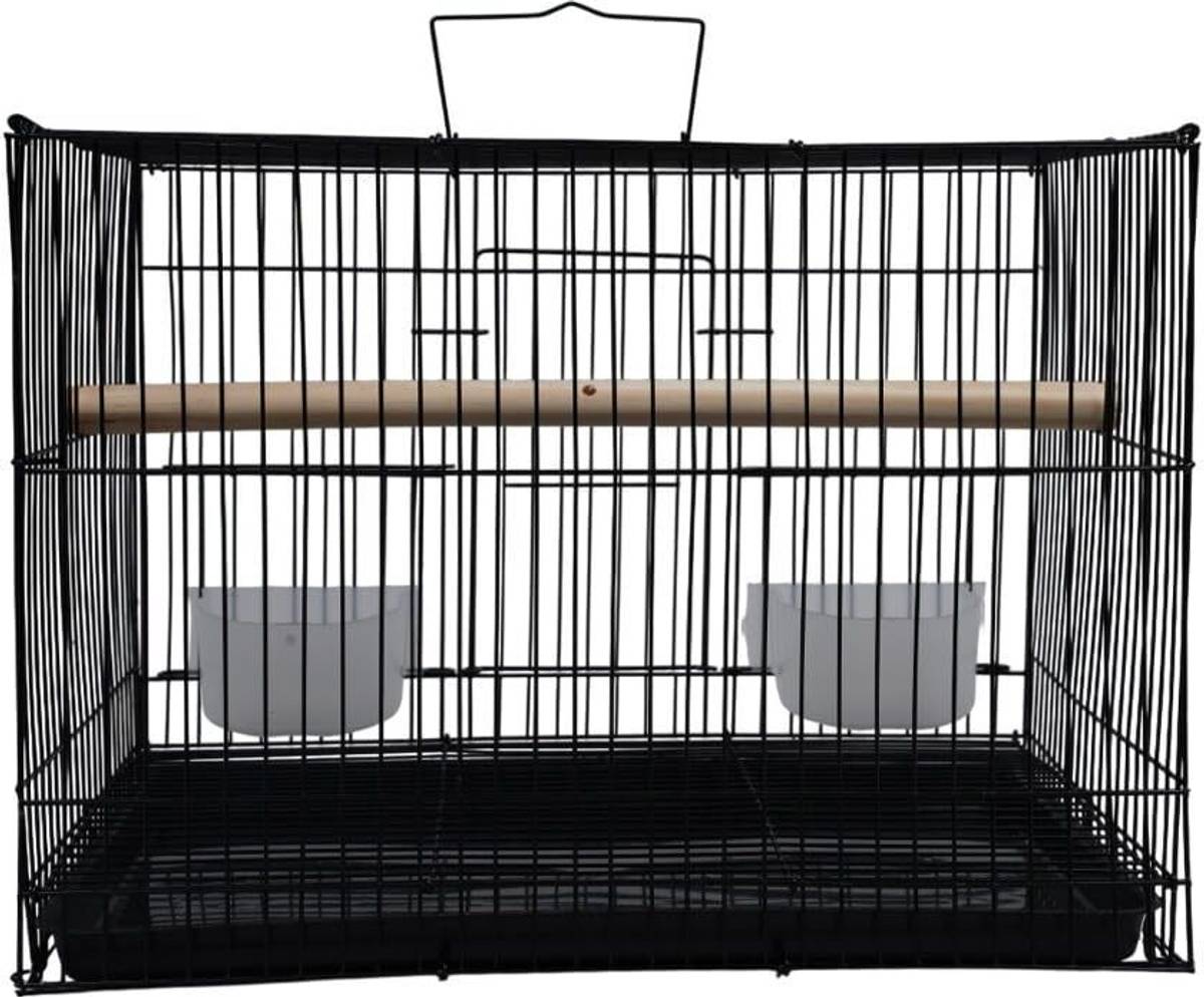 HARA ENTERPRISES 1.25 Feet Black Bird Cage with Accessories, 38 x 28 x 28 cm, Bite Resistant Bird Cage