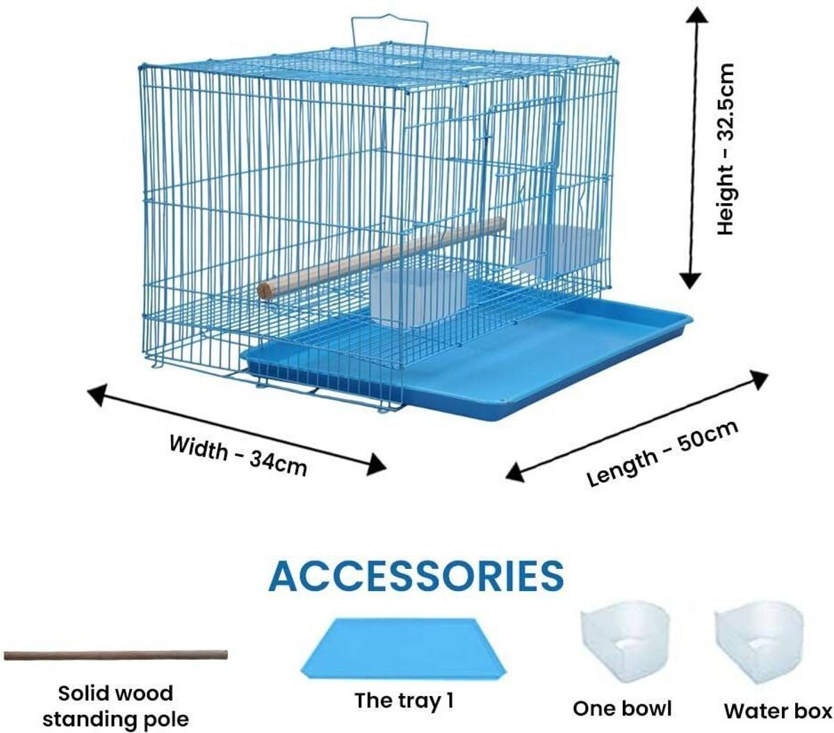 HARA ENTERPRISES 1.5 FEET Blue Bird Cage for Parrots and Budgies, 50 x 34 x 32.5 cm Bird Cage — photo 3