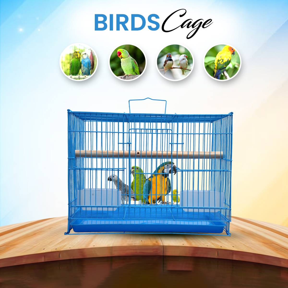 hara Premium 15 Inch Bird Cage in Light Blue Color Bird Cage — photo 3