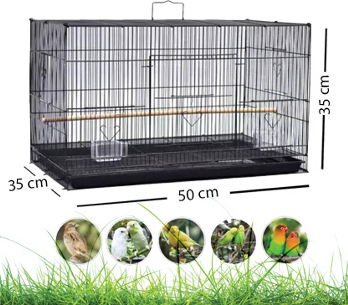 Animaux 18 Inch (1.5 Feet ) 45Cm Black Birds/Rabbit Cage with Food, Water Cups & Perches Bird, Rabbit, Hamster Cage