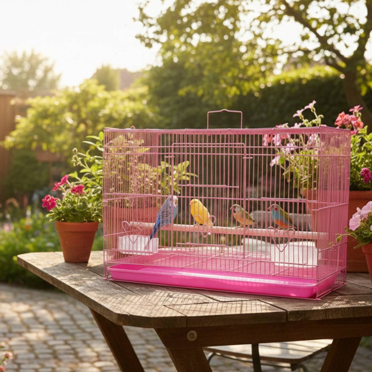 Devis 2 ft Feet Bird Cage for Small Birds Pink Bird Cage