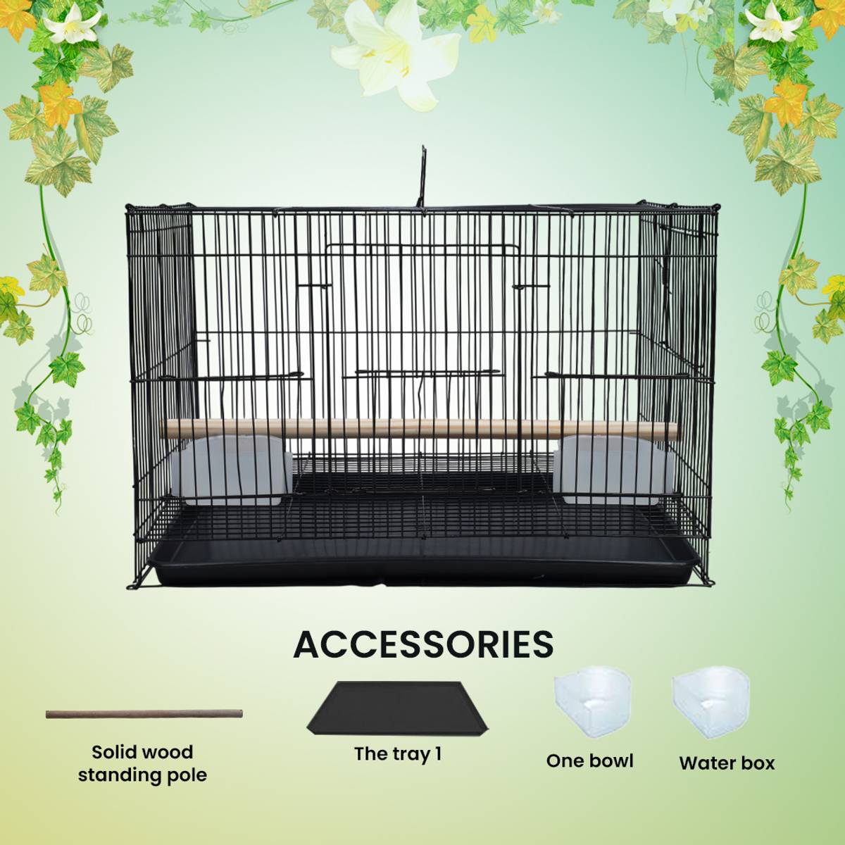 hara Classic 20 Inch Black Bird Cage – Compact Design Bird Cage
