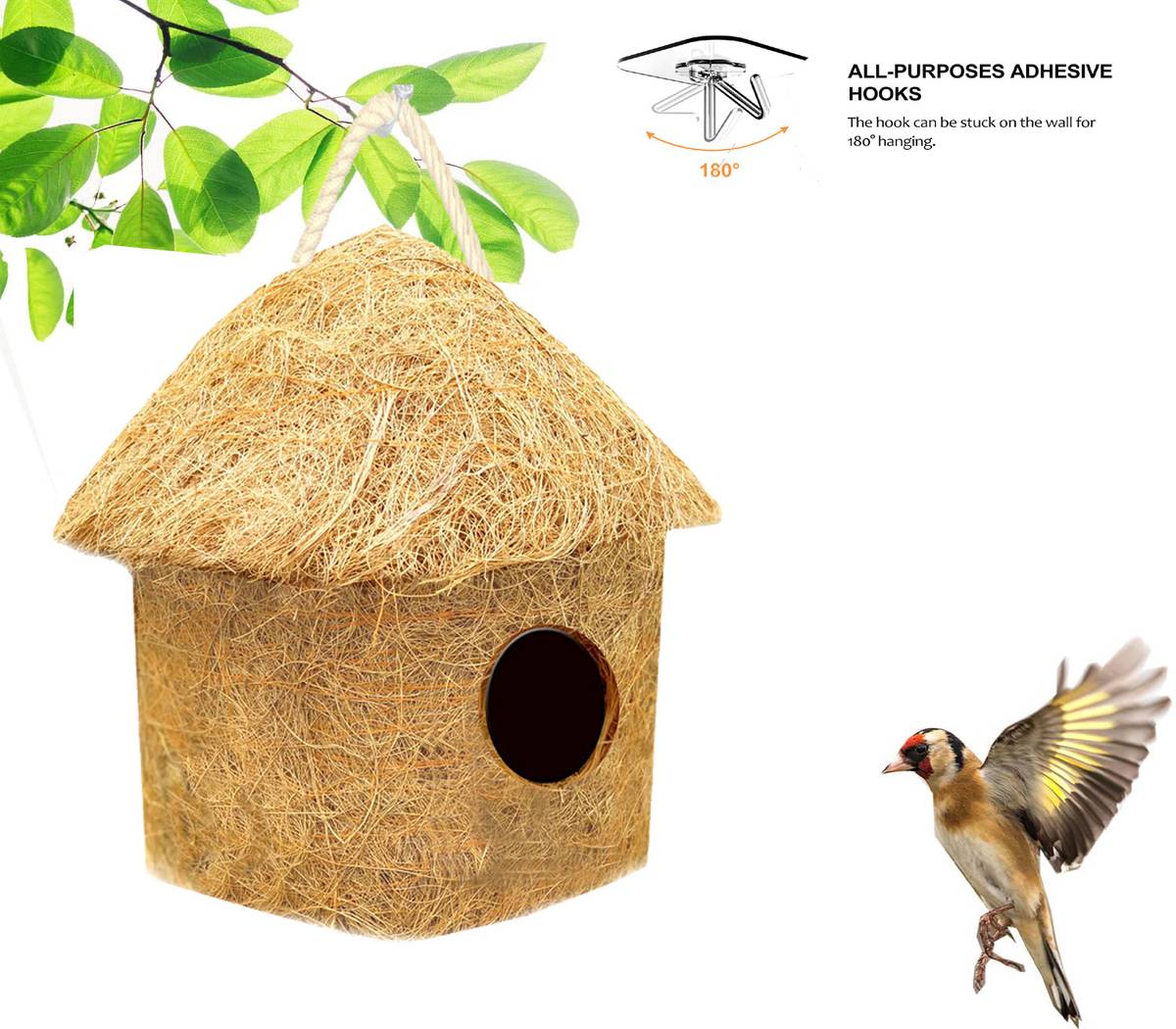 LIVEONCE NATURAL CLASSIC BIRD HOUSE WITH HANGING HOOKS U CAN PLACE ANYWHERE PACK OF 1 Bird House — photo 2