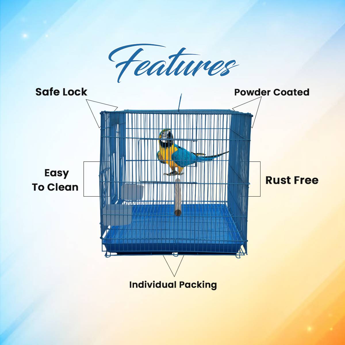 hara Premium 15 Inch Bird Cage in Light Blue Color Bird Cage — photo 5