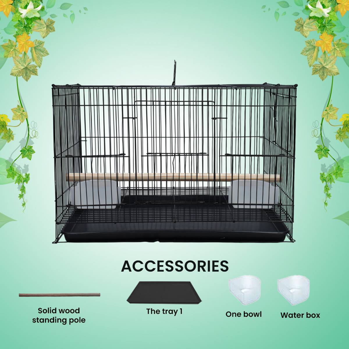 hara 20 Inch Metal Cage – Jet Black Shade for Home & Shop Use Bird Cage
