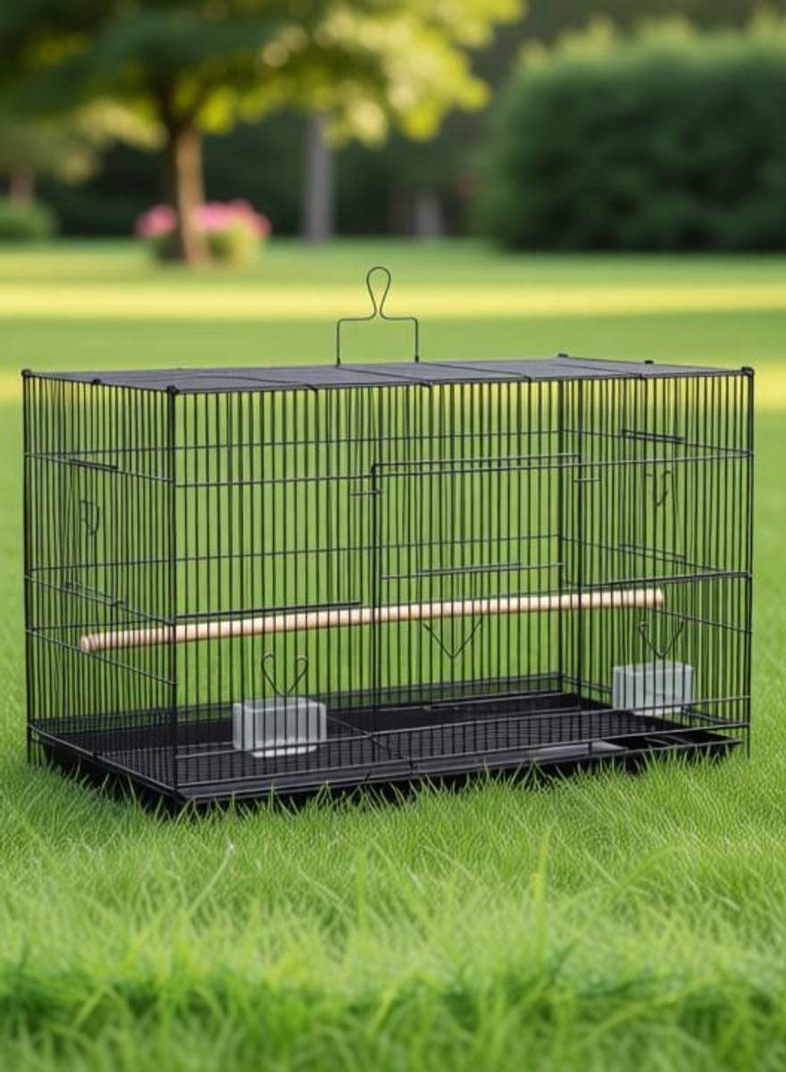 Animaux 18 Inch (1.5 Feet ) 45Cm Black Birds/Rabbit Cage with Food, Water Cups & Perches Bird, Rabbit, Hamster Cage — photo 3