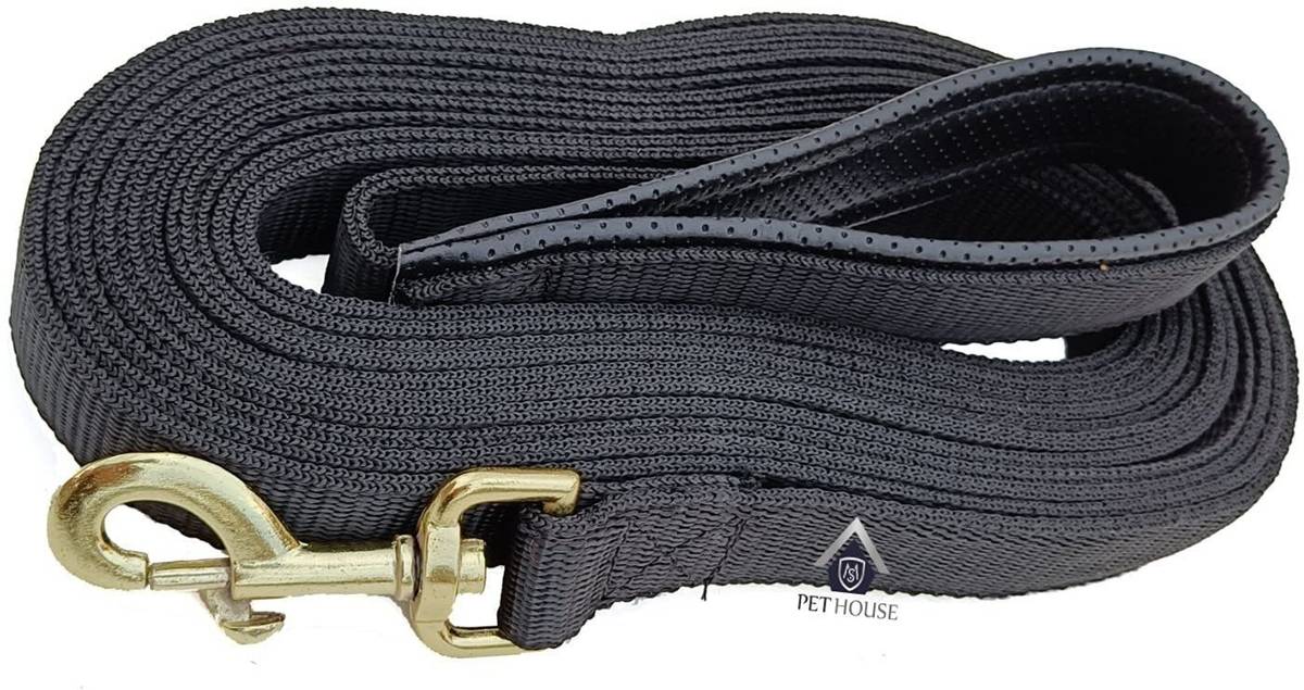 MS PET HOUSE Padded Dog Training Lead Dog Leash Long Leash 10 Ft Long Leash for Dogs (1" Wide by 10 Ft Long Black Colour) 305 cm Dog Strap Leash