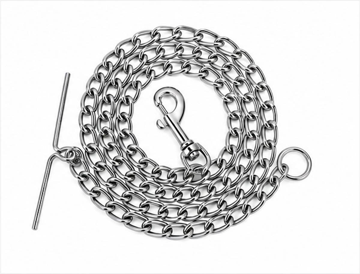 Quickato Dog Chain Silver Grind Heavy Duty Dog Chain with Hook for medium 150 cm Dog Chain Leash