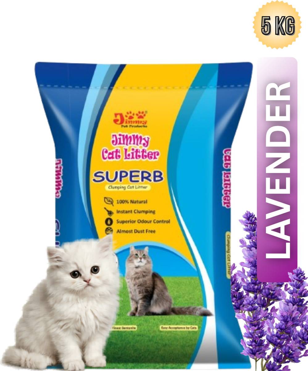 Jimmy Cat Litter 5 Kg – Superb Lavender Fragrance Clumping Cat Litter Pet Litter Tray Refill