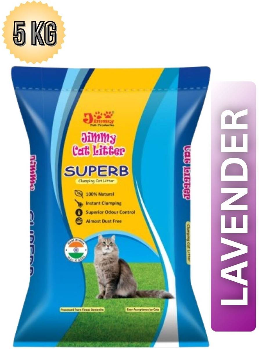 Jimmy Cat Litter 5 Kg Superb Premium Lavender Fragrance for Odour Control Pet Litter Tray Refill