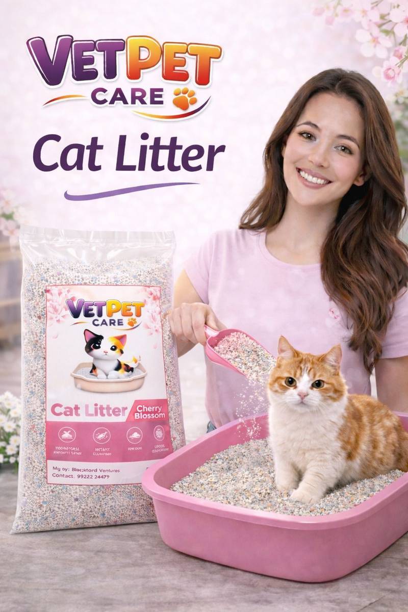 VETPET CARE VetPet Cat Litter 5kg 100% Natural | Cheery Blossom for all Breeds of Cats Pet Litter Tray Refill