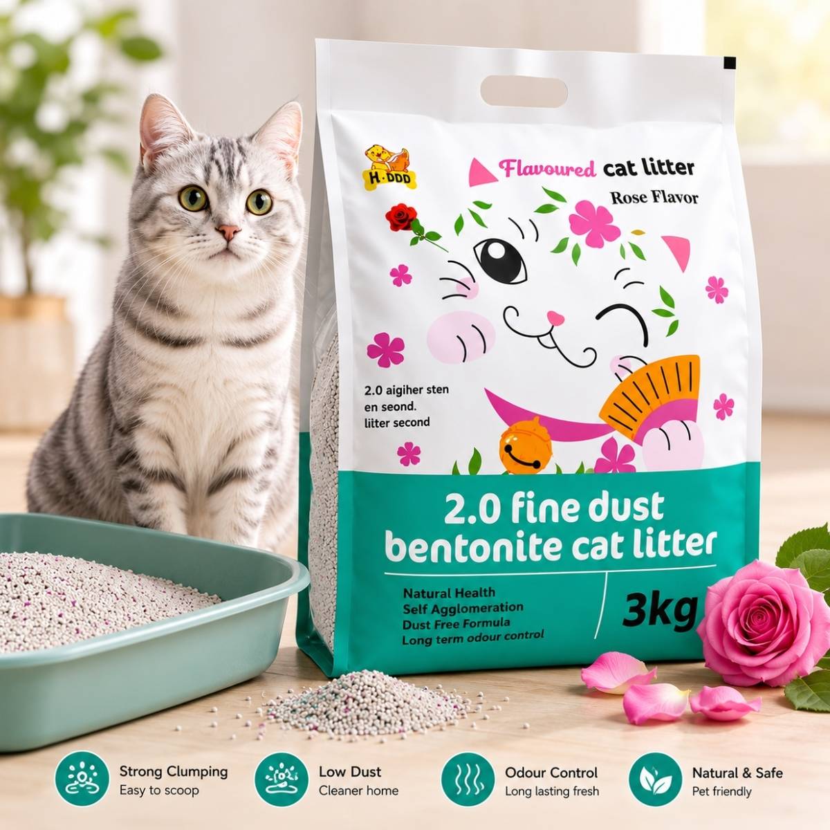 NRKTOO Catliter-3kg Pet Litter Tray Refill (Rose)-Liter -3Kg_47