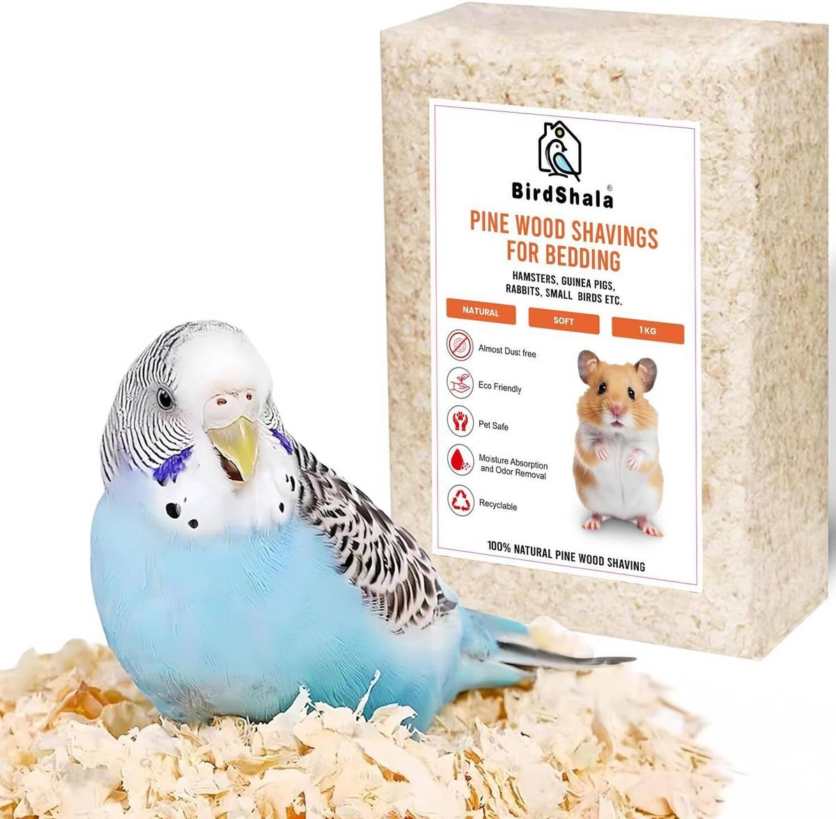 BIRDSHALA Pine Wood Shavings for Bedding | Ultra Soft, Natural & Low Dust Pet Litter Tray Refill