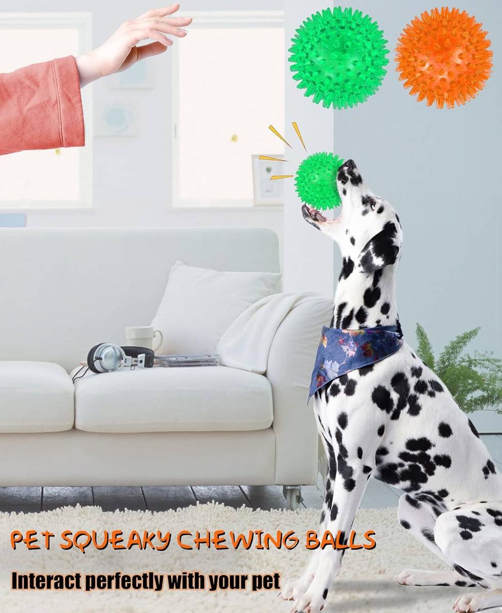 PETZLUV YOUHAVEDEAL 6 in 1 Chew & Tug Dog Toy Combo Set with LED Spike Ball & Rope Toys Cotton Bone, Ball, Squeaky Toy, Chew Toy, Fetch Toy, Training Aid, Tug Toy For Dog — photo 4