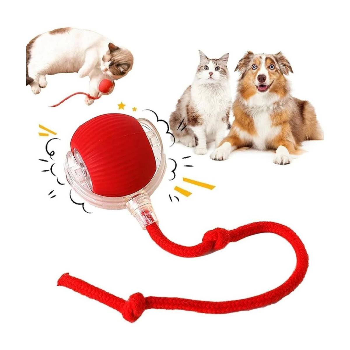 decorvaiz decorvaiz Smart LED 360° Rotating Cat Toy Ball Cat Dancing Ball Pet Rolling Ball Silicone Ball For Dog & Cat