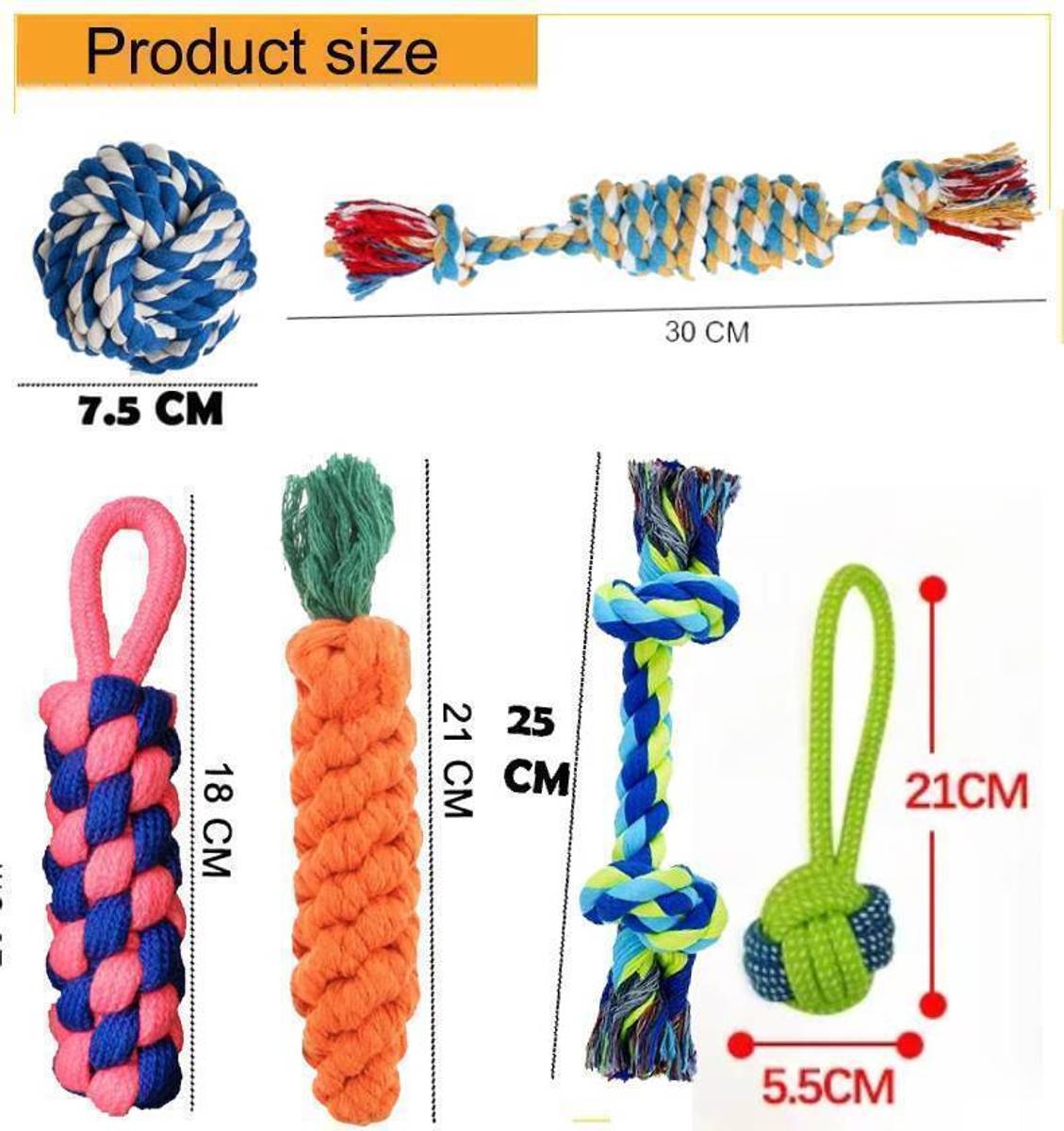 decorvaiz Toys for Puppies & Small Dogs Toys | Rope Ball Toy | Color May Vary | Cotton, Rubber Ball, Bone, Chew Toy, Rubber Toy, Chew Toy, Training Aid, Tug Toy For Dog — photo 2