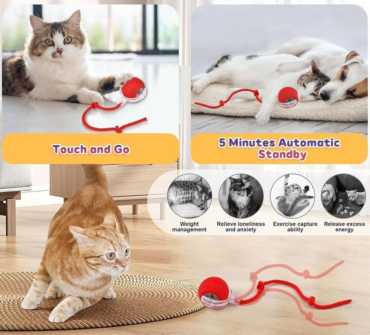 Automatic Moving Dog Toy & Cat Ball | Rechargeable Smart Pet Toy Ball | Silicone Ball For Dog & Cat — photo 4
