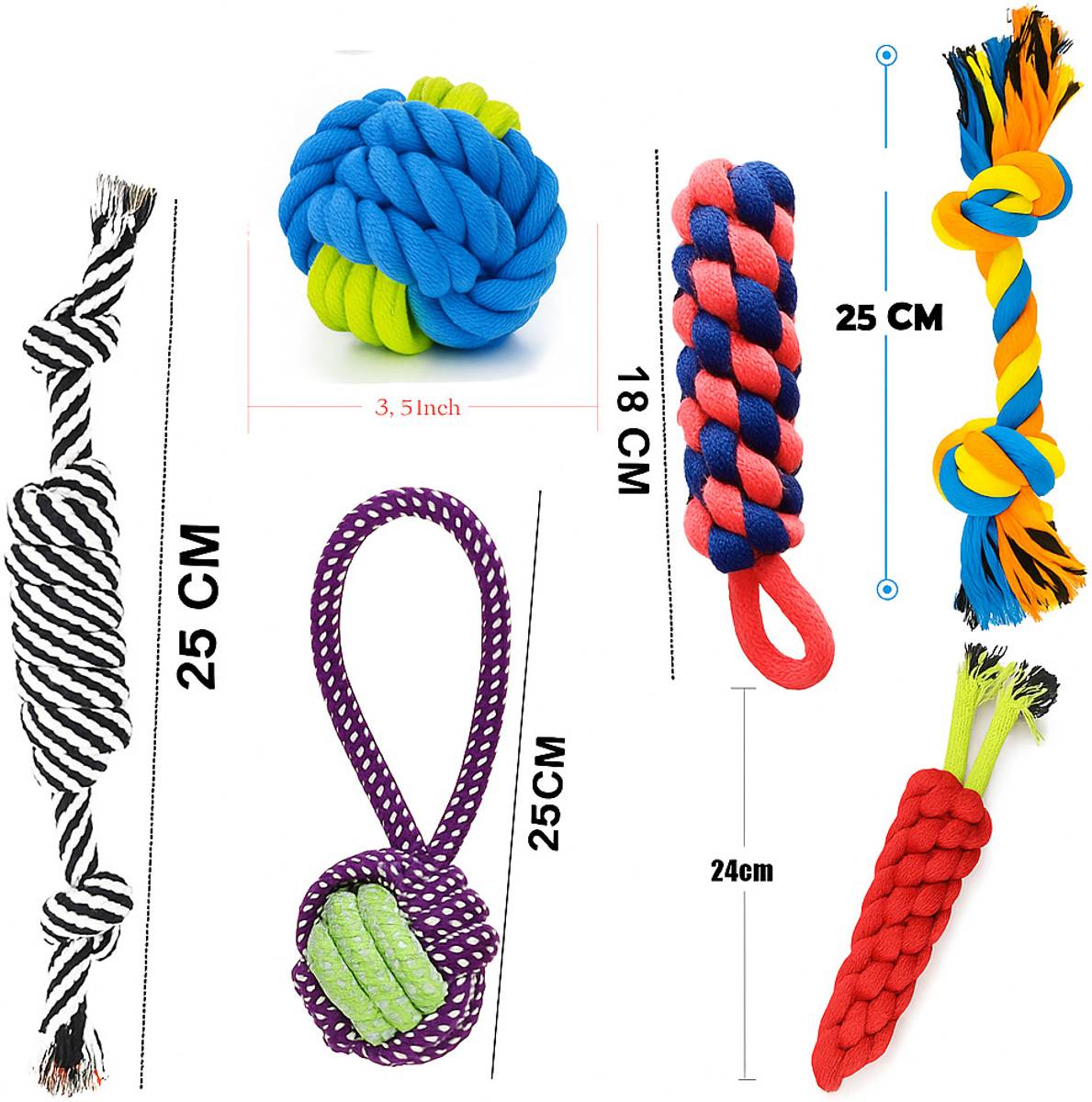PETZLUV YOUHAVEDEAL Toys for Puppies & Medium Dogs Toys | Color May Vary | Rope Ball Toy Cotton Ball, Tug Toy, Fetch Toy, Training Aid, Chew Toy For Dog & Cat — photo 3