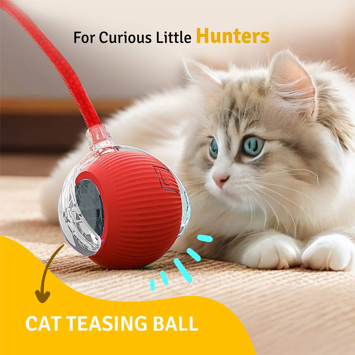 Smart Rolling Interactive Cat & Dog Toy, LED Ball, Type C Rechargeable Silicone Ball For Dog & Cat — photo 2