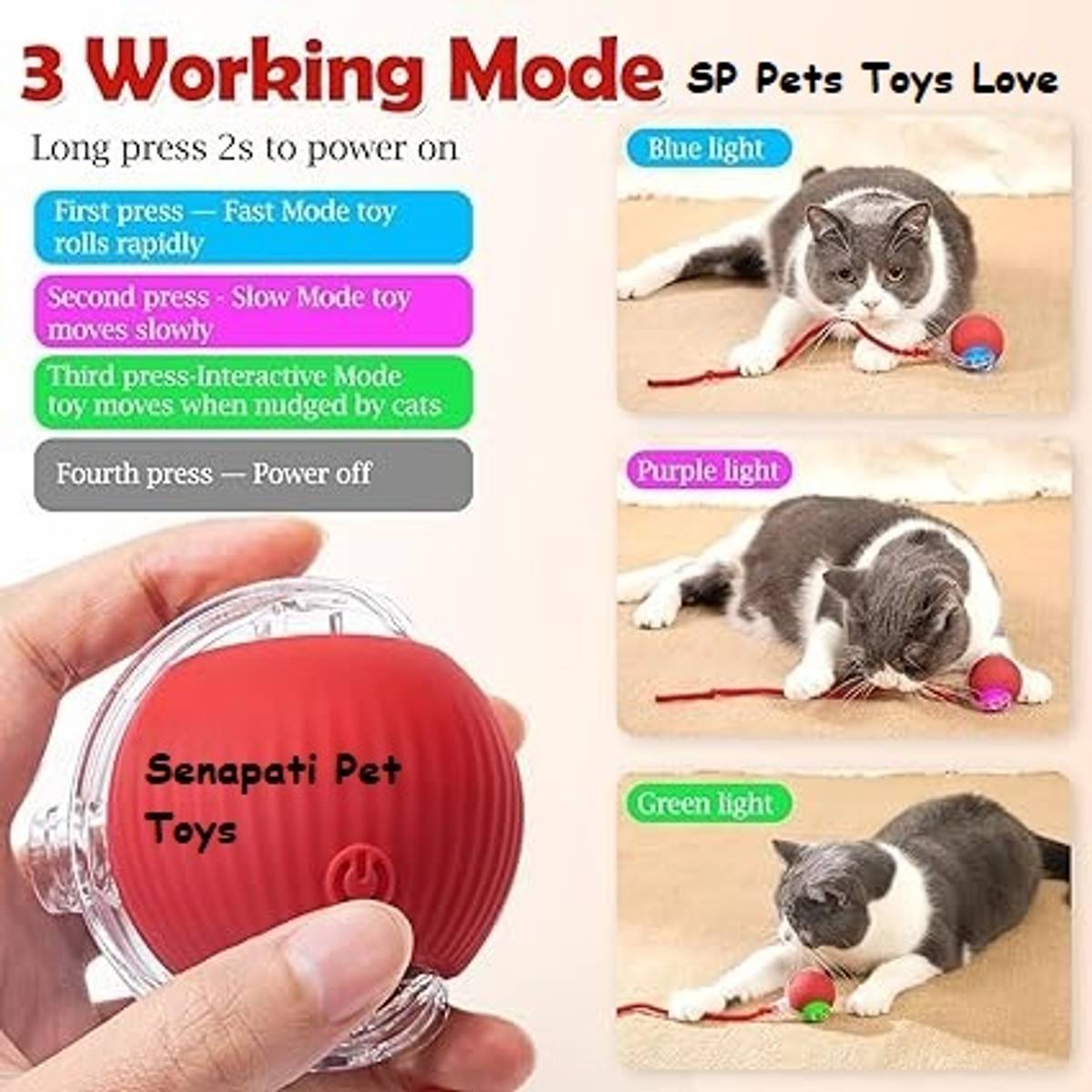 SENAPATI Moving Cat Balls for Bored Indoor Toys Silicone Ball Silicone Ball For Cat — photo 5