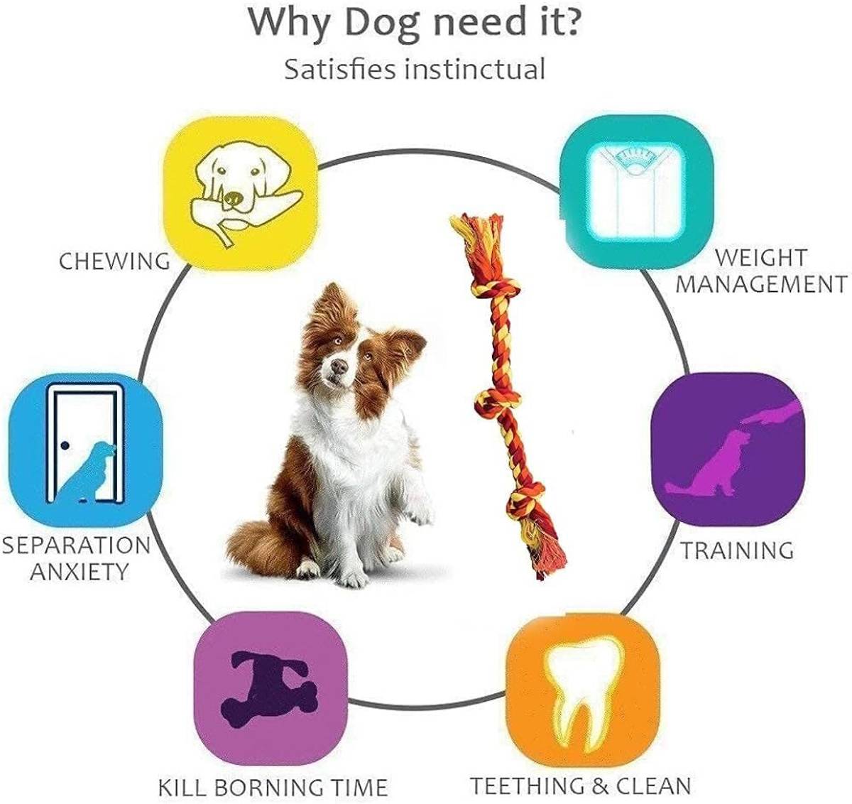 decorvaiz Toys for Puppies & Small Dogs Toys | Rope Ball Toy | Color May Vary | Cotton, Rubber Ball, Bone, Chew Toy, Rubber Toy, Chew Toy, Training Aid, Tug Toy For Dog — photo 3