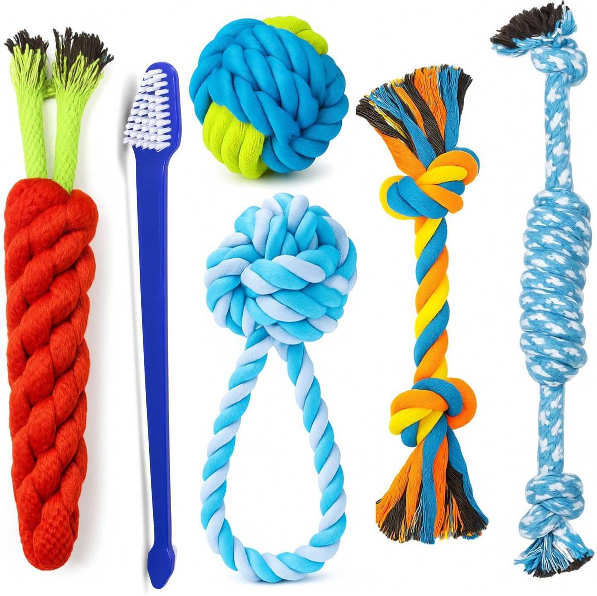 PETZLUV Durable Chew Toy Combo for Dogs – Interactive & Dental Care Toys for Medium Dogs Cotton Ball, Fetch Toy, Training Aid, Tug Toy, Chew Toy For Dog