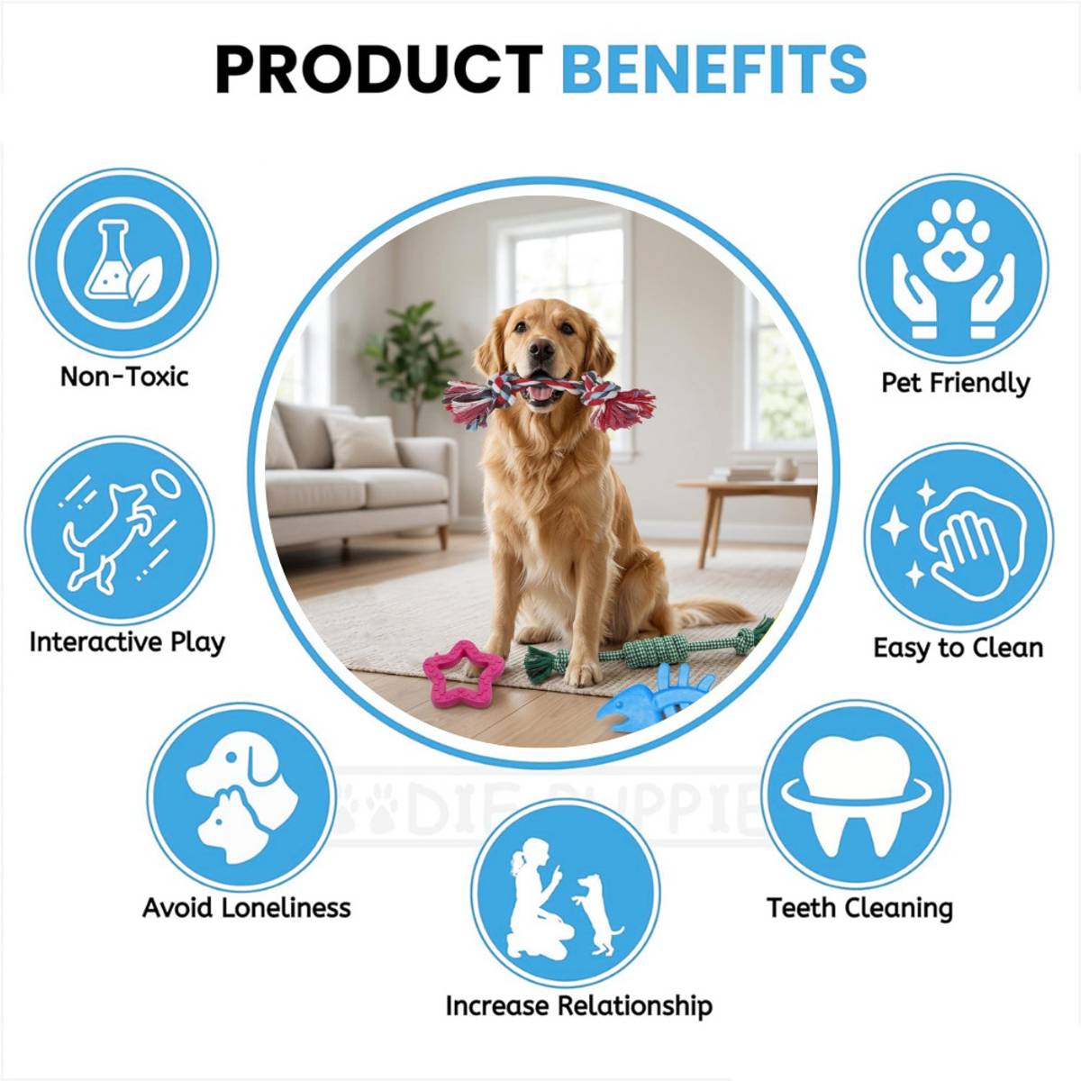 Dog Toy Combo 5 Pack Rope Tug Rubber Teething Toys for Puppies Small Dogs Rubber, Cotton Chew Toy, Rubber Toy For Dog — photo 3
