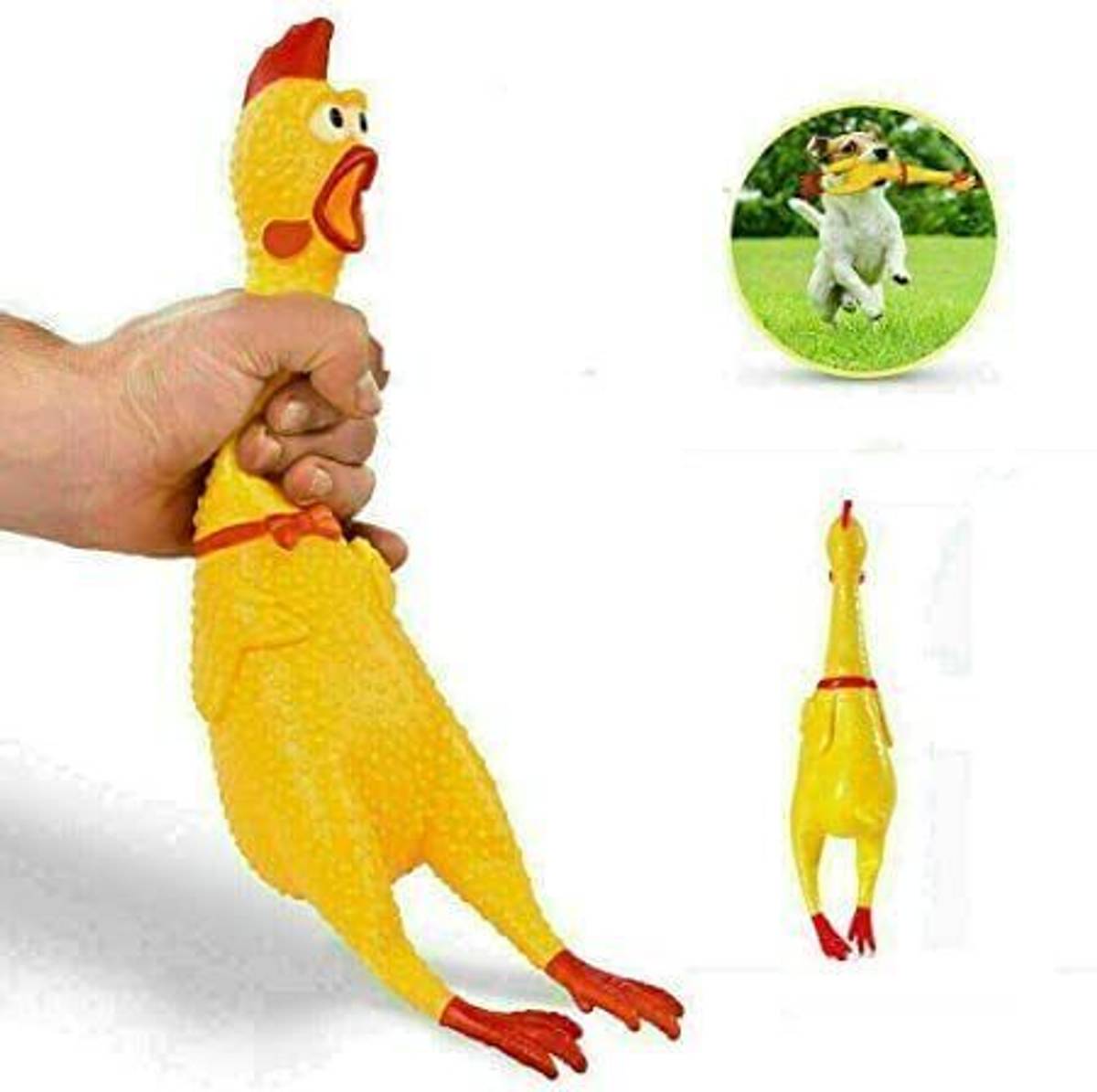 MYSTIC PAW Pet Products Screaming Rubber Chicken Sound Toy Plastic Chew Toy For Dog